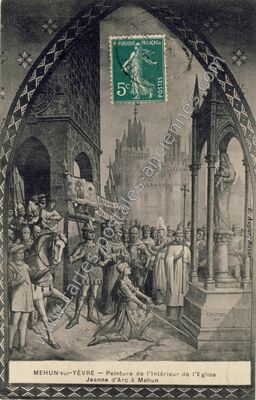 Carte postale ancienne Peinture de l'Intérieur de l'Eglise Jeanne d'Arc — Mehun-sur-Yèvre (Cher)