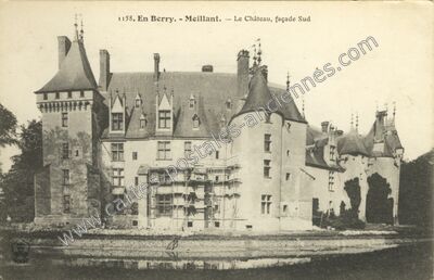 Carte postale ancienne Le Château, façade Sud — Meillant (Cher)