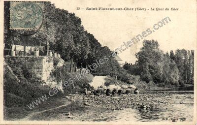Carte postale ancienne Le Quai du Cher — Saint-Florent-sur-Cher (Cher)