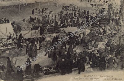Carte postale ancienne Un coin du Marché à vol d'oiseau — Saint-Florent-sur-Cher (Cher)