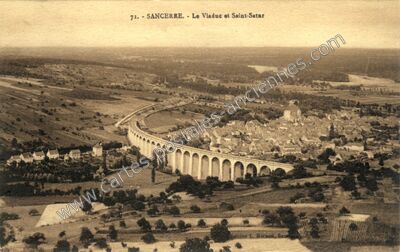 Carte postale ancienne Le Viaduc et Saint-Satur — Sancerre (Cher)