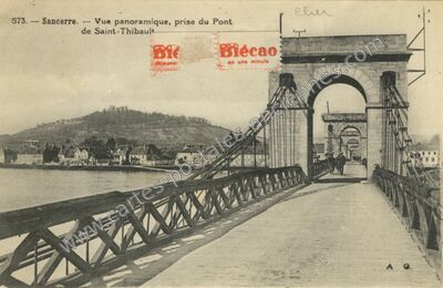 Carte postale ancienne Vue panoramique, prise du Pont de Saint-Thibault — Sancerre (Cher)