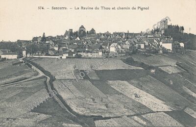 Carte postale ancienne La Ravine du Thou et chemin de Pignol — Sancerre (Cher)