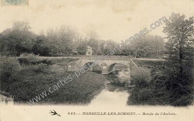 Carte postale ancienne Bords de l'Aubois — Marseilles-lès-Aubigny (Cher)