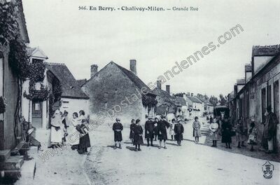 Carte postale ancienne En Berry. - Grande Rue — Chalivoy-Milon (Cher)