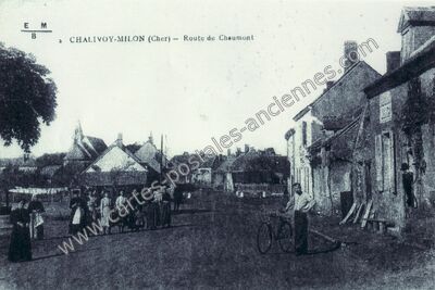 Carte postale ancienne Route de Chaumont — Chalivoy-Milon (Cher)