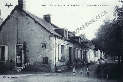 Carte postale ancienne Le Bureau de Poste — Chalivoy-Milon (Cher)