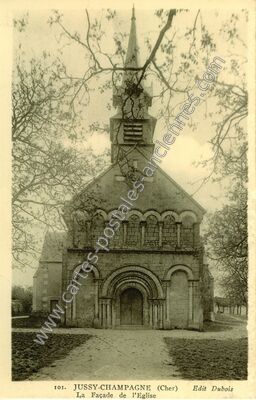 Carte postale ancienne La Façade de l'Eglise — Jussy-Champagne (Cher)