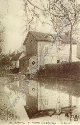 Carte postale ancienne Le Moulin — Saint-Martin-des-Champs (Cher)