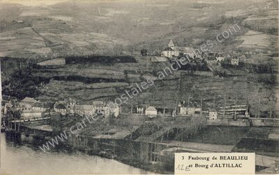Carte postale ancienne Faubourg de BEAULIEU et Bourg — Altillac (Corrèze)