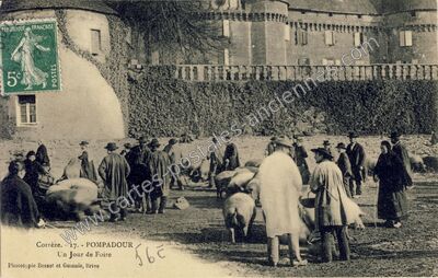 Carte postale ancienne Un Jour de Foire — Arnac-Pompadour (Corrèze)