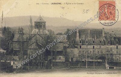 Carte postale ancienne L'Église et le Couvent — Aubazines (Corrèze)