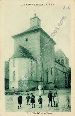 Carte postale ancienne L'Eglise — Auriac (Corrèze)