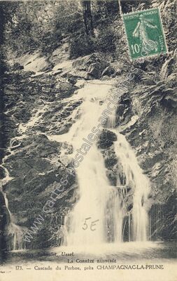 Carte postale ancienne Cascade du Perbos — Champagnac-la-Prune (Corrèze)