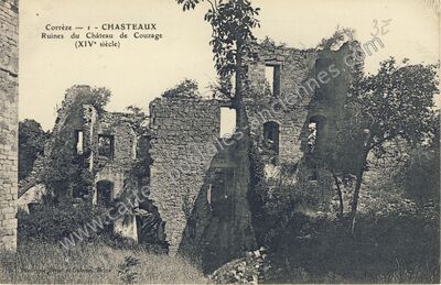 Carte postale ancienne Ruines du Château de Couzage — Chasteaux (Corrèze)