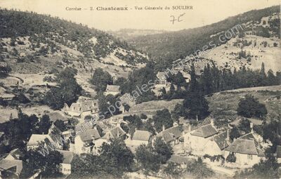 Carte postale ancienne Vue Générale du SOULIER — Chasteaux (Corrèze)