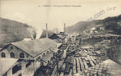 Carte postale ancienne Fabrique de Matières Tannantes — Cornil (Corrèze)