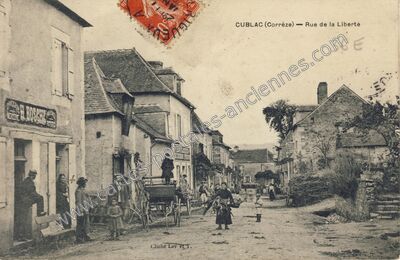 Carte postale ancienne Rue de la Liberté — Cublac (Corrèze)