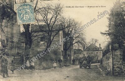 Carte postale ancienne Avenue de la Gare — Cublac (Corrèze)