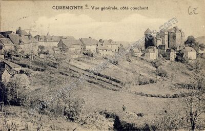 Carte postale ancienne Vue générale, côté couchant — Curemonte (Corrèze)