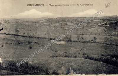 Carte postale ancienne Vue panoramique prise de — Curemonte (Corrèze)