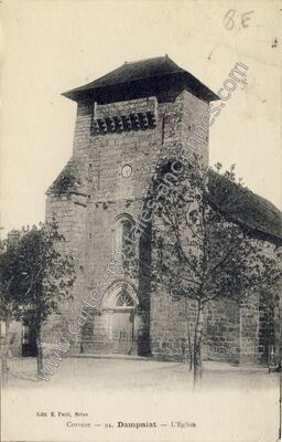 Carte postale ancienne L'Eglise — Dampniat (Corrèze)