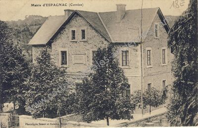 Carte postale ancienne Mairie — Espagnac (Corrèze)