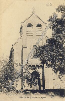Carte postale ancienne Église — Espagnac (Corrèze)