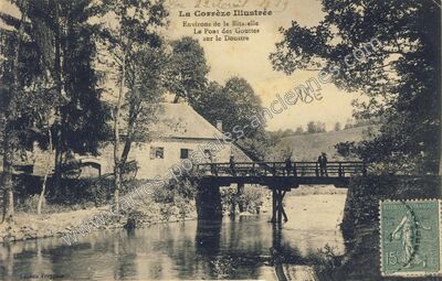 Carte postale ancienne Le Pont des Gouttes sur le Doustre — Gros-Chastang (Corrèze)
