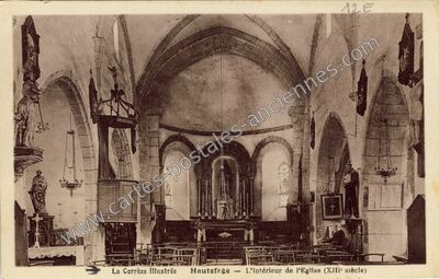 Carte postale ancienne L'Intérieur de l'Eglise (XIIIe siècle) — Hautefage (Corrèze)