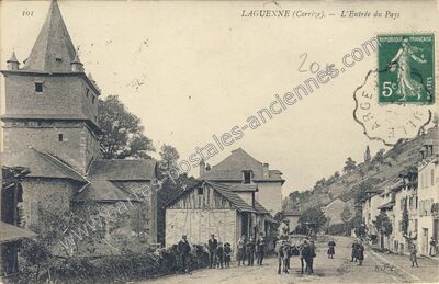 Carte postale ancienne L'Entrée du Pays — Laguenne (Corrèze)
