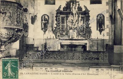 Carte postale ancienne L'Autel et la Table (Œuvres d'Art Historique) — Lamazière-Basse (Corrèze)