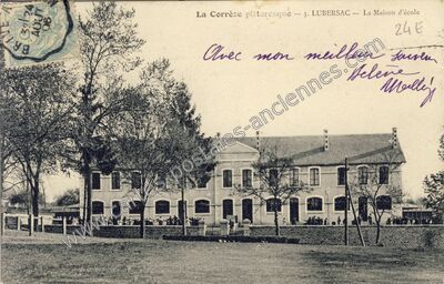 Carte postale ancienne La Maison d'école — Lubersac (Corrèze)