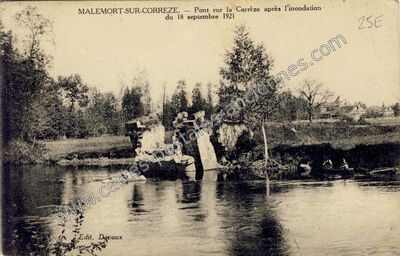 Carte postale ancienne Pont sur la Corrèze après l'inondation — Malemort-sur-Corrèze (Corrèze)