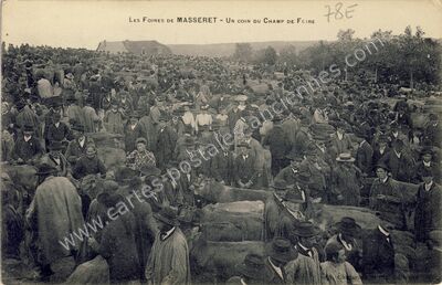 Carte postale ancienne Les Foires - Un coin du champ de foire — Masseret (Corrèze)