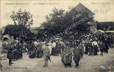 Carte postale ancienne Les Foires — Masseret (Corrèze)