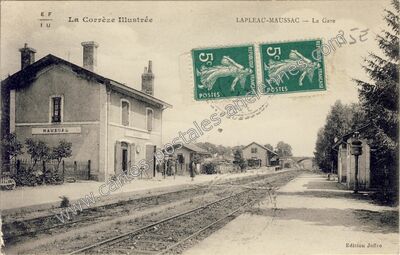 Carte postale ancienne La Gare — Maussac (Corrèze)