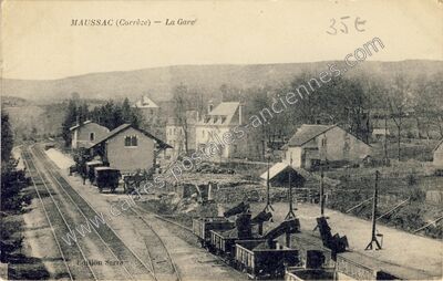 Carte postale ancienne La Gare — Maussac (Corrèze)