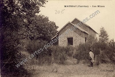 Carte postale ancienne Les Mines — Maussac (Corrèze)
