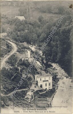 Carte postale ancienne Usine Hydro-Électrique de la Bessette — Mestes (Corrèze)