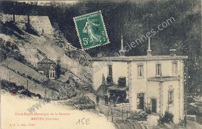 Carte postale ancienne Usine Hydro-Electrique de la Bessette — Mestes (Corrèze)
