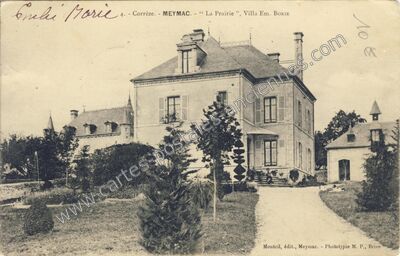 Carte postale ancienne La Prairie", Villa Em. BORIE — Meymac (Corrèze)