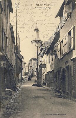 Carte postale ancienne Rue de l'Horloge — Meymac (Corrèze)