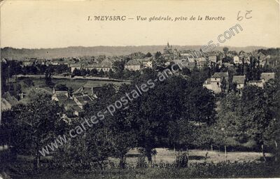 Carte postale ancienne Vue générale, prise de la Barotte — Meyssac (Corrèze)