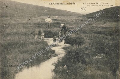 Carte postale ancienne Les Sources de la Vienne au Plateau de Milleveches — Millevaches (Corrèze)
