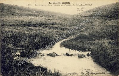 Carte postale ancienne Les Sources de la Vienne au Plateau — Millevaches (Corrèze)