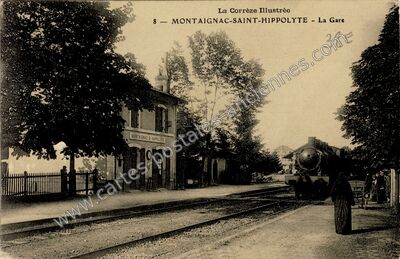 Carte postale ancienne La Corrèze Illustrée - La Gare — Montaignac Saint Hippolyte (Corrèze)