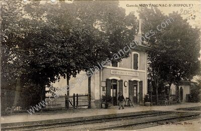 Carte postale ancienne Gare — Montaignac Saint Hippolyte (Corrèze)