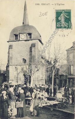 Carte postale ancienne L'Église — Objat (Corrèze)