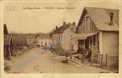 Carte postale ancienne Ecole et Restaurant — Palisse (Corrèze)